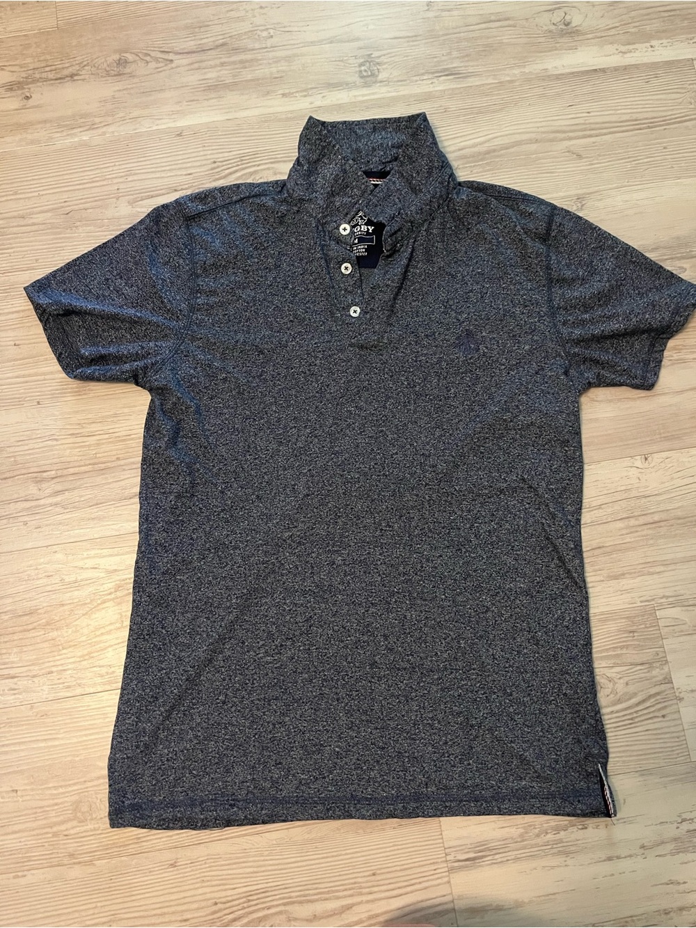 Rugby University Golf Polo Shirt Short Sleeve Heather Blue Men's Size Small